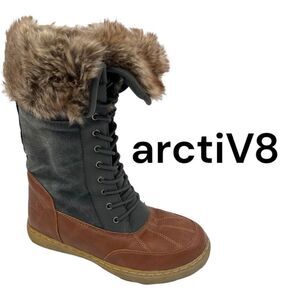 Arctiv8 Women's Musk Tan Grey Knee High Winter Snow Boots 10